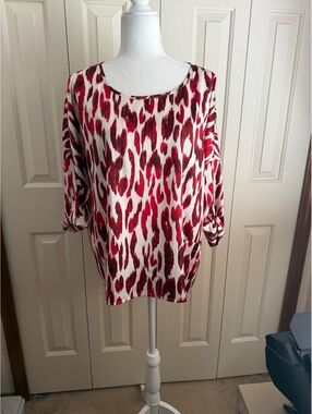 Chico's Fall Colors Size 2 (M 12) 3/4 Sleeve Blouse